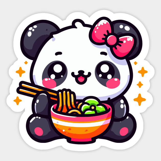 Panda Girl Eating Ramen Sticker by PhotoSphere